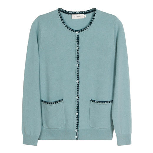 METTE羊绒世家21年秋冬女士100%山羊绒开衫时尚小香风针织小外套 商品图9