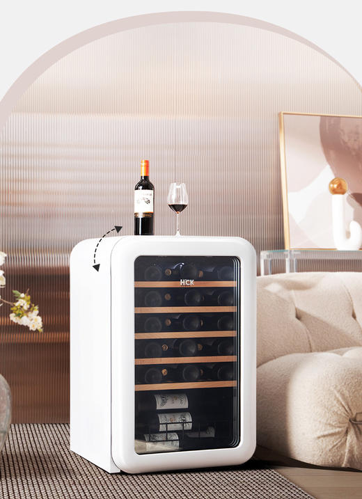 HCK哈士奇130RDA 复古酒柜49瓶恒温进口家用嵌入式小型冰吧冰箱 商品图1