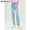 NEELLY纳俪商场同款复古洗水做旧休闲裤纯棉牛仔裤直筒裤百搭通勤N21111H01131 商品缩略图2