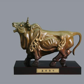 宇达青铜全铜牛摆件《盖世劲牛》十二生肖 创意装饰 家居工艺摆件  高23.8cm