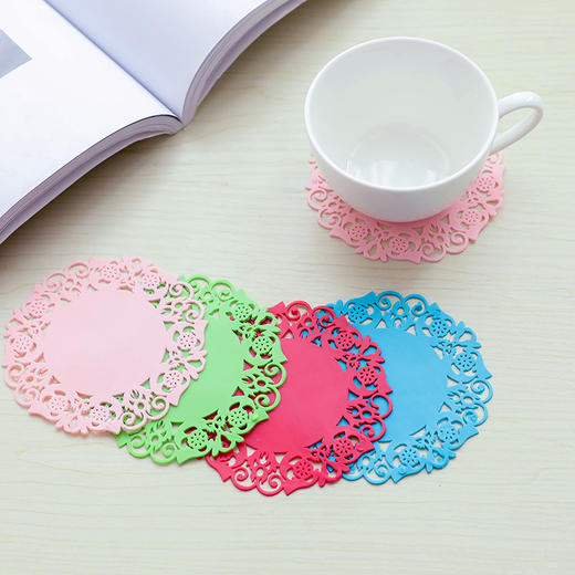 创意镂空硅胶花朵形防滑 防烫 隔热茶杯垫 礼品 商品图3