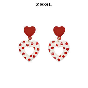 ZEGL波点爱心耳环女日系复古耳钉设计感小众925银针秋冬温柔耳饰
