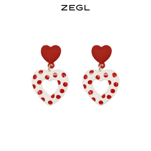 ZEGL波点爱心耳环女日系复古耳钉设计感小众925银针秋冬温柔耳饰 商品图0