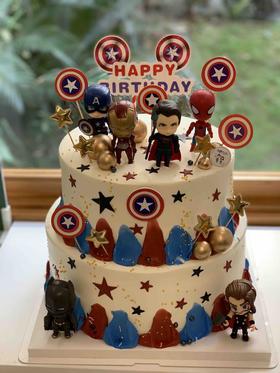 双层漫威美队英雄系列奶油蛋糕 下单前请仔细阅读商品详情