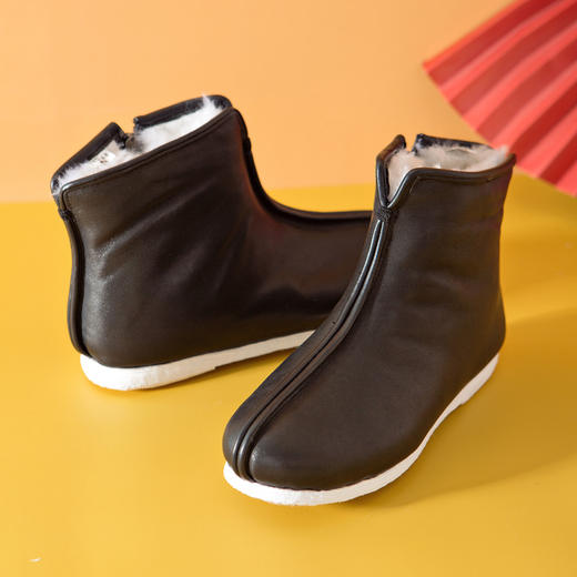 内联升情侣棉鞋男女同款手工千层底大内联升工艺皮羊毛拉锁鞋DN8500/DN8408 商品图5