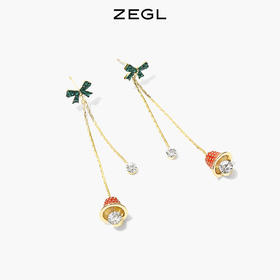 ZEGL圣诞铃铛耳环女小众设计感高级长款流苏耳钉925银针秋冬耳饰