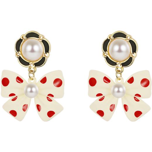 ZEGL波点蝴蝶结耳环女高级感气质森系山茶花耳钉ins风925银针耳饰 商品图4