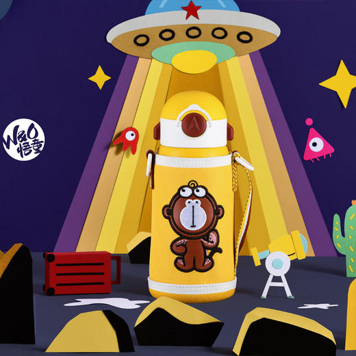 悟童梦想家系列儿童不锈钢保温杯大容量水壶男女600ml 商品图4