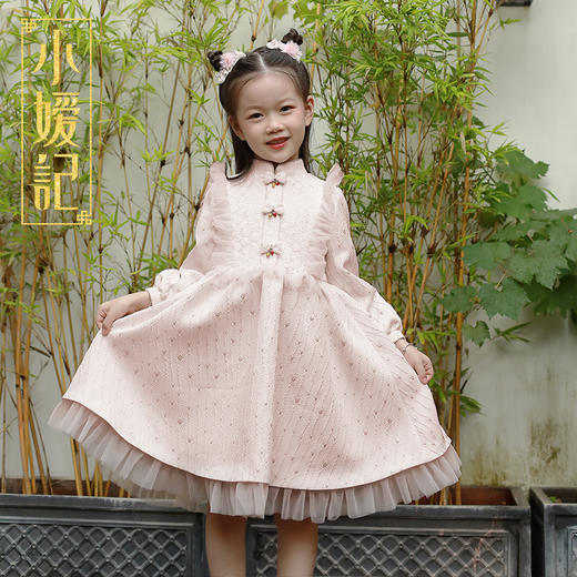 小嫒記 女童外套秋装改良唐装洋气新款国风童装大衣-南风 商品图1