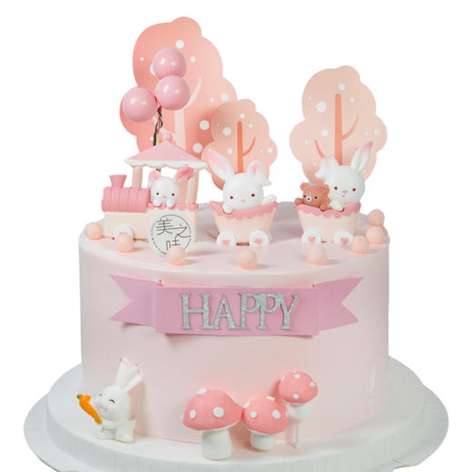 NO.509 ｜粉红兔环游记｜动物奶油蛋糕 商品图0