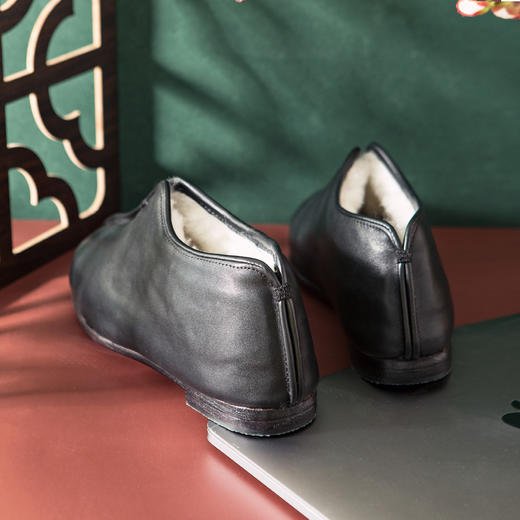 内联升男鞋手工棉鞋镶芯皮底冬季保暖男羊毛安棉皮便鞋7302A 商品图1