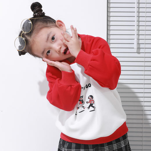 【亏本清仓 不退不换】龙之涵 亲子郊游插肩加绒卫衣 中大童保暖上衣 精美印花 A类标准 商品图8