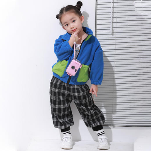 【清仓】龙之涵 提花格加绒卫裤 童装 A类 亲子装 时尚洋气卫裤 商品图3