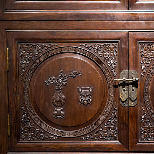 清 红木博古纹书柜（一对） 商品图1