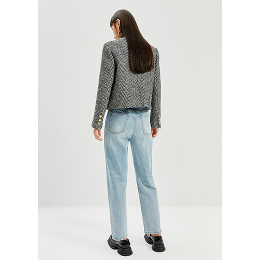 NEELLY纳俪商场同款复古洗水做旧休闲裤纯棉牛仔裤直筒裤百搭通勤N21111H01131 商品图4