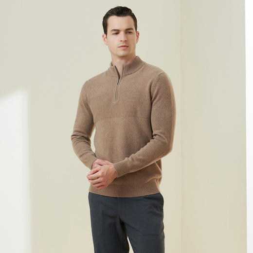 METTE羊绒世家年秋冬新品男士100%山羊绒衫内搭针织套头保暖毛衣 商品图1