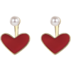 ZEGL法式爱心耳环女高级感人造珍珠红色耳钉时尚925银针秋冬耳饰 商品缩略图2