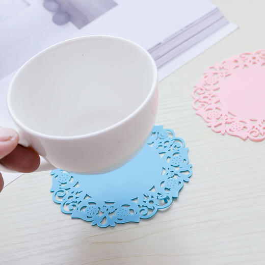 创意镂空硅胶花朵形防滑 防烫 隔热茶杯垫 礼品 商品图1