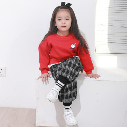 【清仓】龙之涵 提花格加绒卫裤 童装 A类 亲子装 时尚洋气卫裤 商品图10