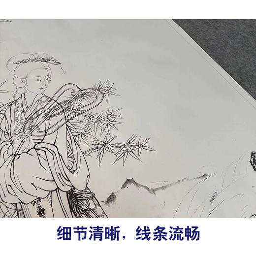 【有步骤、大彩图】李晓明竖幅工笔传统仕女人物画白描底稿《临王叔晖仕女图》KG22 商品图4