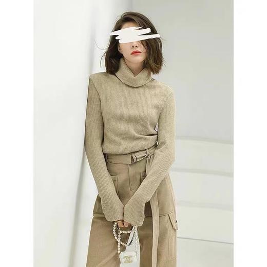 COCOBELLA纯色双层堆堆高领毛衣女舒适内搭针织衫YN784 商品图1