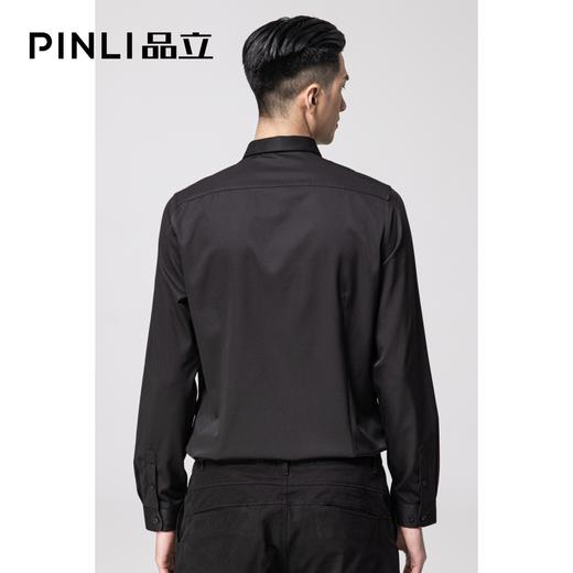 PINLI品立2022秋冬新款男辑明线纯色商务休闲长袖衬衫B213613372 商品图3