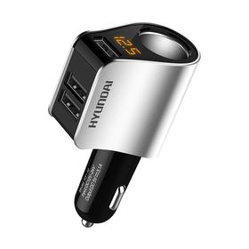 现代车载充电器 现代一拖三点烟式车载充电器 3USB点烟式车载车充