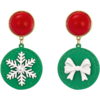 ZEGL圣诞雪花蝴蝶结耳环女绿色饼干耳钉气质925银针秋冬季耳饰品 商品缩略图2