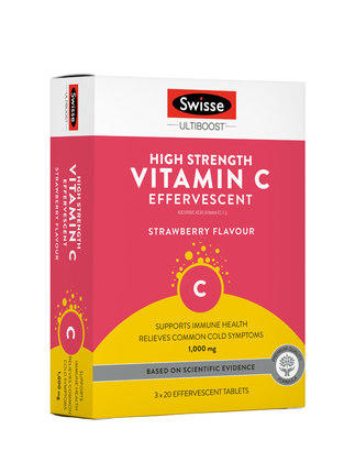 [海外直邮]【海外直邮】Swisse 维生素C泡腾片草莓味 60粒 商品图0