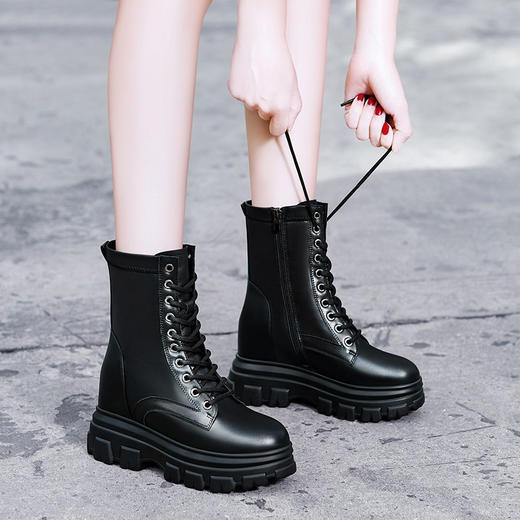 【服饰鞋包】-莱卡金顿内增高马丁靴女英伦风短靴 商品图2
