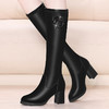 【服饰鞋包】-长筒靴女不过膝粗跟 秋冬新款皮面靴子骑士靴 商品缩略图0