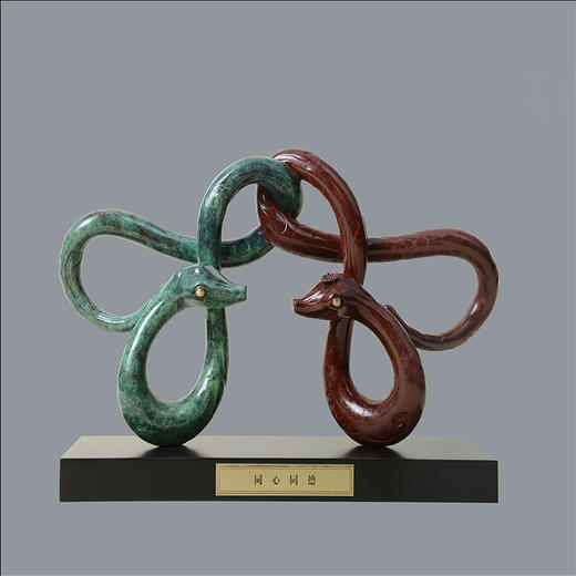 宇达青铜摆件 十二生肖蛇《同心同德》家居 手工艺品 装饰摆件  高26cm 商品图0