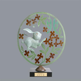 宇达青铜摆件 十二生肖兔《花好月圆》创意装饰  家居工艺摆件  高48cm