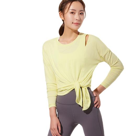 运动健身瑜伽服女新款lulu上衣长袖t恤宽松长款开叉打结两穿罩衫 商品图3