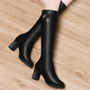 【服饰鞋包】-长筒靴女不过膝粗跟 秋冬新款皮面靴子骑士靴 商品缩略图3