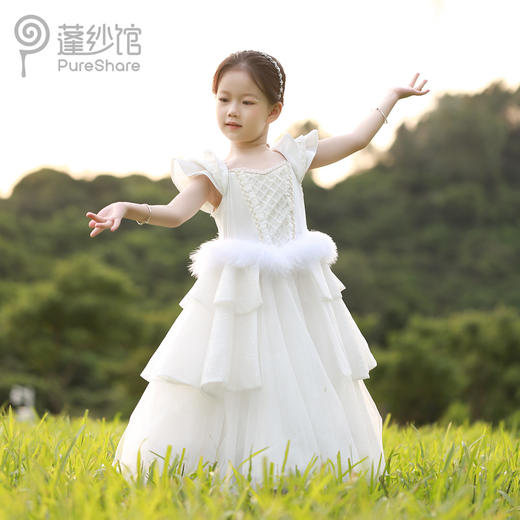 PureShare 蓬纱馆儿童礼服公主裙女童短袖钢琴演出服高端小女孩生日模特走秀-天鹅公主 商品图1