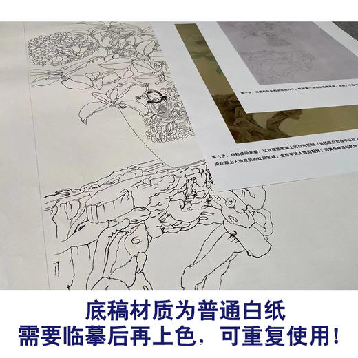 【有步骤】王震工笔画白描底稿《闲庭云梦》博古花瓶初学者临摹花鸟线稿WZ10 商品图3