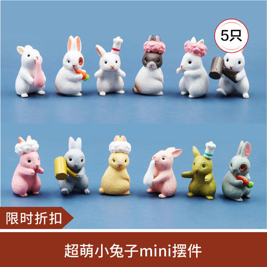 【限时折扣】可爱小兔子仿真迷你摆件（随机发货 不重复）5只装 商品图0