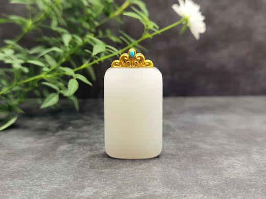 【御珠宫坊】金镶羊脂白玉无事牌 商品图2