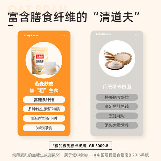 王饱饱燕麦片麸皮冲泡即食免煮健身代餐饱腹食品高纤纯麦懒人早餐 商品图4
