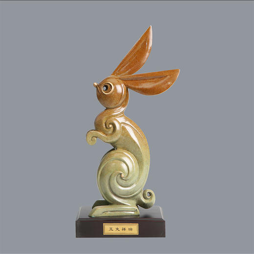 宇达青铜摆件 十二生肖兔《玉兔祥瑞》创意装饰  家居工艺摆件  高35cm 商品图0