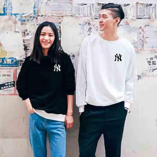 【新款秋冬季休闲加绒ins超火】网红明星同款圆领百搭男女时尚NY卫衣 宽松大码长袖韩版加绒加厚百搭保暖男女装 商品图6