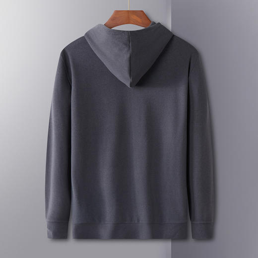 【厚实保暖】罗蒙秋冬男装连帽卫衣男士休闲学院风纯色简约卫衣外套男 商品图5