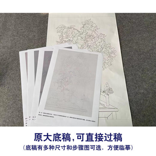 【有步骤】王震工笔画白描底稿《当时事》博古花瓶初学者临摹花鸟线稿WZ04 商品图1