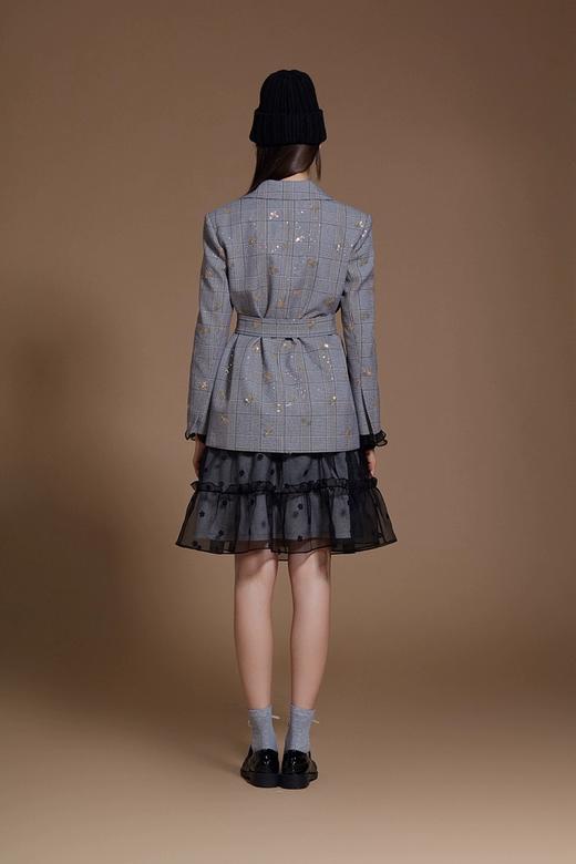 蝴蝶亮片绣花灰色收腰西装外套 商品图2