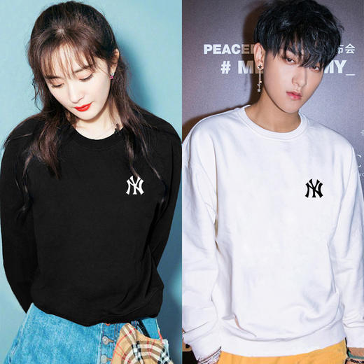 【新款秋冬季休闲加绒ins超火】网红明星同款圆领百搭男女时尚NY卫衣 宽松大码长袖韩版加绒加厚百搭保暖男女装 商品图0