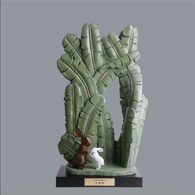 宇达青铜摆件 十二生肖兔《乐陶陶》创意装饰  家居工艺摆件  高60cm