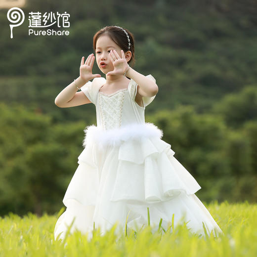 PureShare 蓬纱馆儿童礼服公主裙女童短袖钢琴演出服高端小女孩生日模特走秀-天鹅公主 商品图4