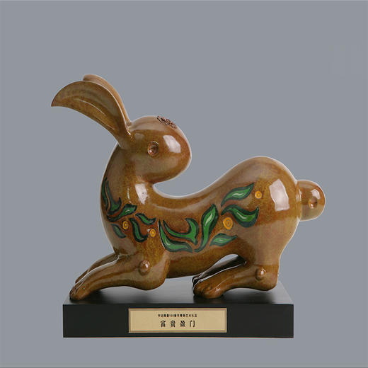 宇达青铜摆件 十二生肖兔《富贵盈门》创意装饰  家居工艺摆件  高27cm 商品图0