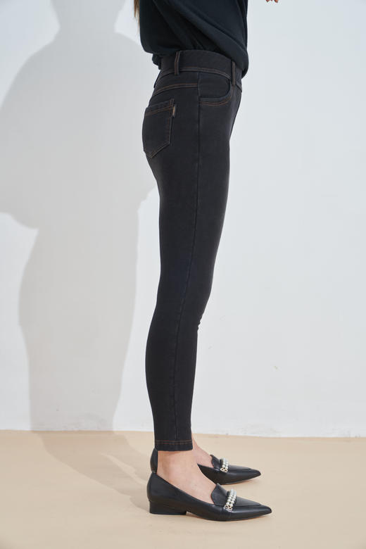 皮带袢牛仔薄绒撞色线显瘦铅笔裤29193 商品图5